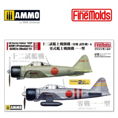 1/72 IJN Carrier Fighter ZERO A6M1 (Prototype) & A6M2a (Model 11) 2 in 1