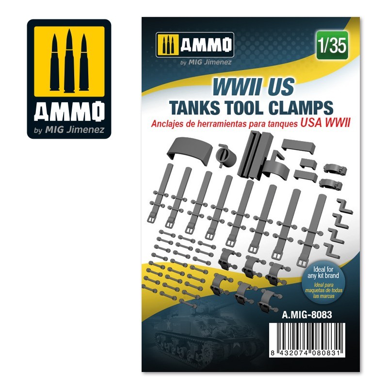 WWII US tanks tool clamps, scale 1/35