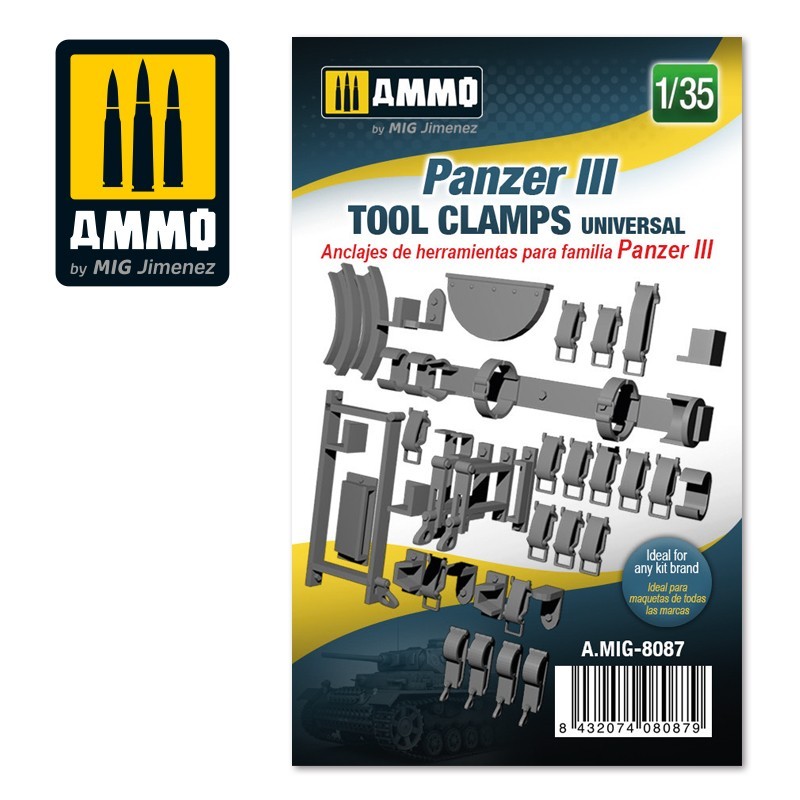Panzer III tool clamps universal, scale 1/35