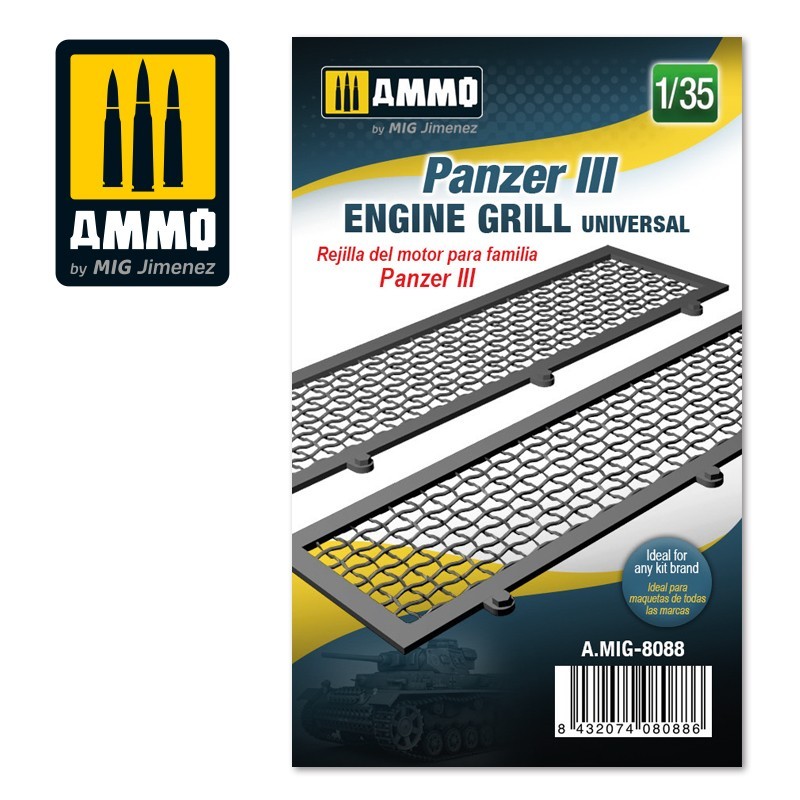 Panzer III engine grilles universal, scale 1/35