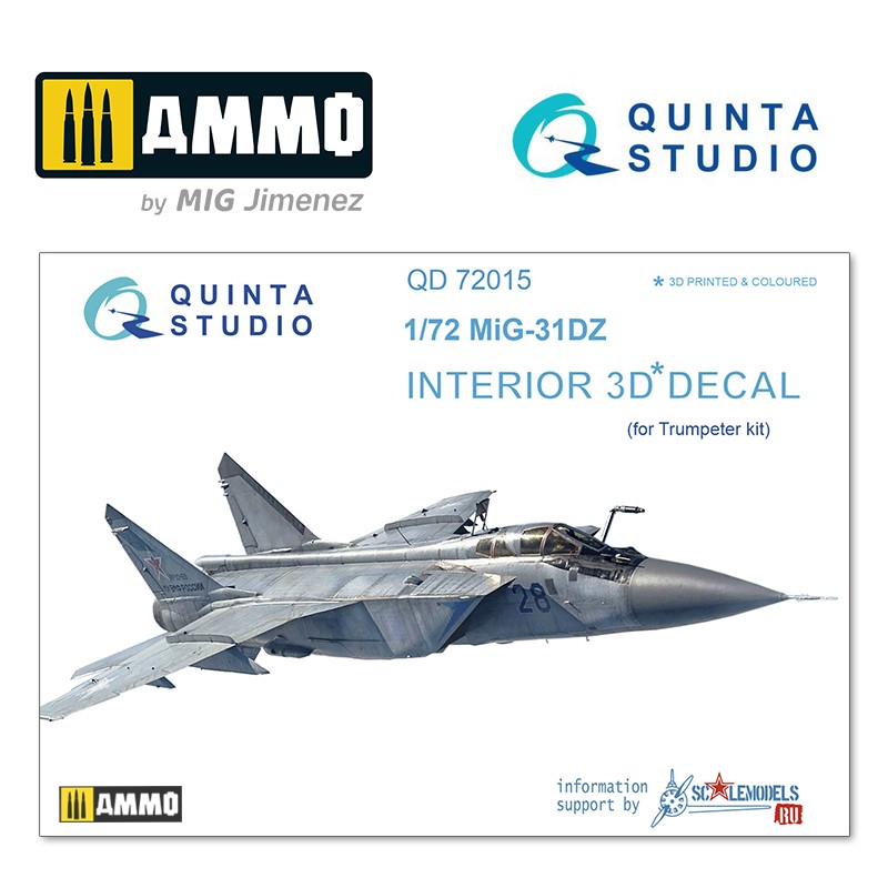 Quinta Studios QD72015 1/72 3D Interior Decal MiG-31DZ TRUMPETER