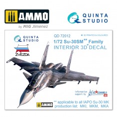1/72 Su-30SM 3D-Printed & coloured Interior on decal paper  (for Zvezda kit)