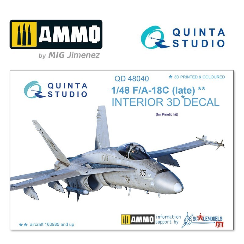 1/48 F/A-18C (late) 3D-Printed & coloured Interior on decal paper (for Kinetic kit)