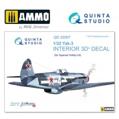 1/32 Yak-3 3D-Printed & coloured Interior on decal paper (for Special Hobby kit)