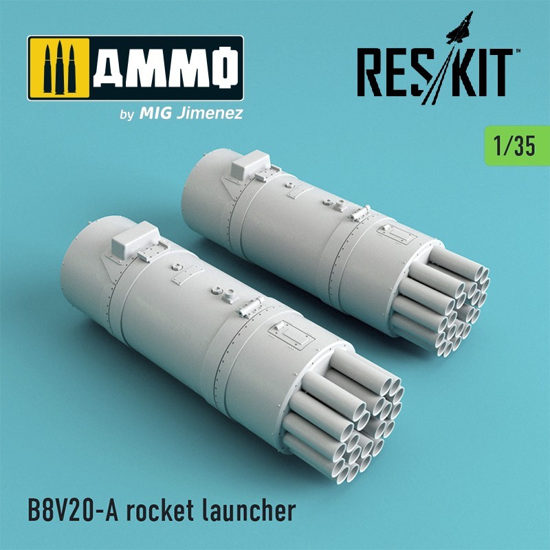 1/35 B8V20 rocket launcher (2 pcs) (Mi-24, Mi-8,Toyota Hilux, BTR-70, URAL)