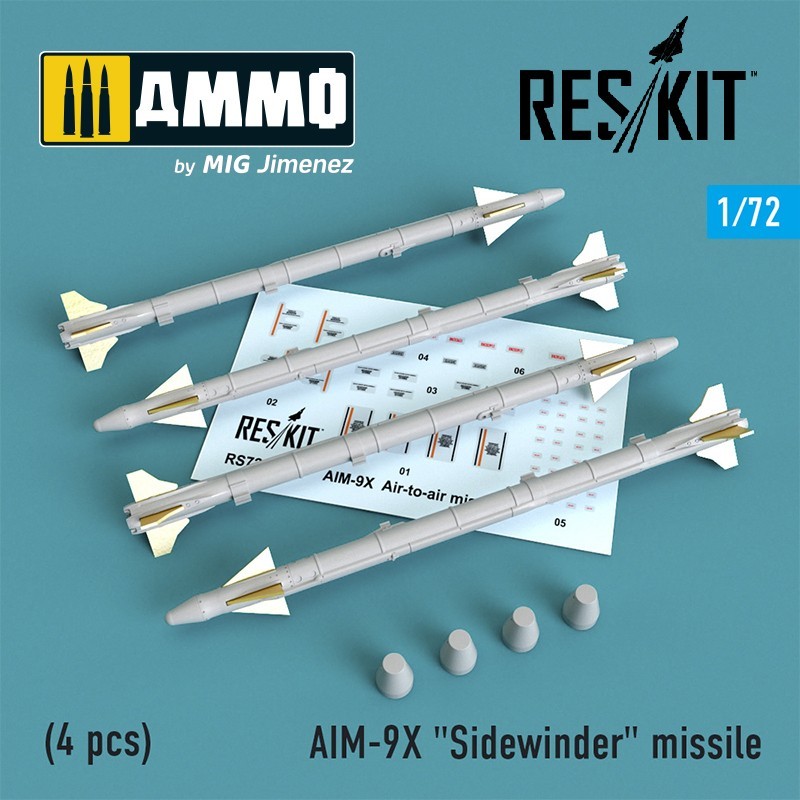 1/72 AIM-9X "Sidewinder" missile (4 pcs) (F-15, F-16, F-18, F-35)