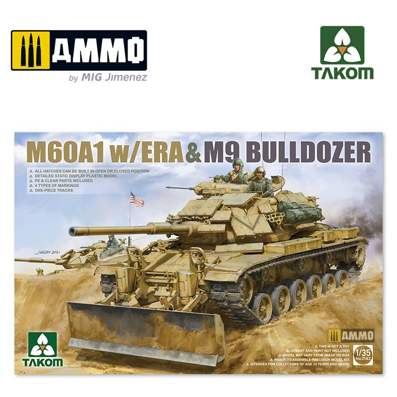 TAKOM 1:35 M60A1 w/ ERA & M9 Bulldozer attachment Model Military Kit