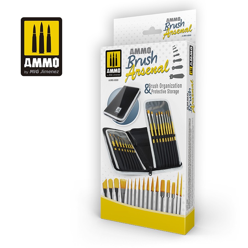AMMO by Mig Jimenez Starter Paint Brush Set Acrylics/Enamels/Oils 