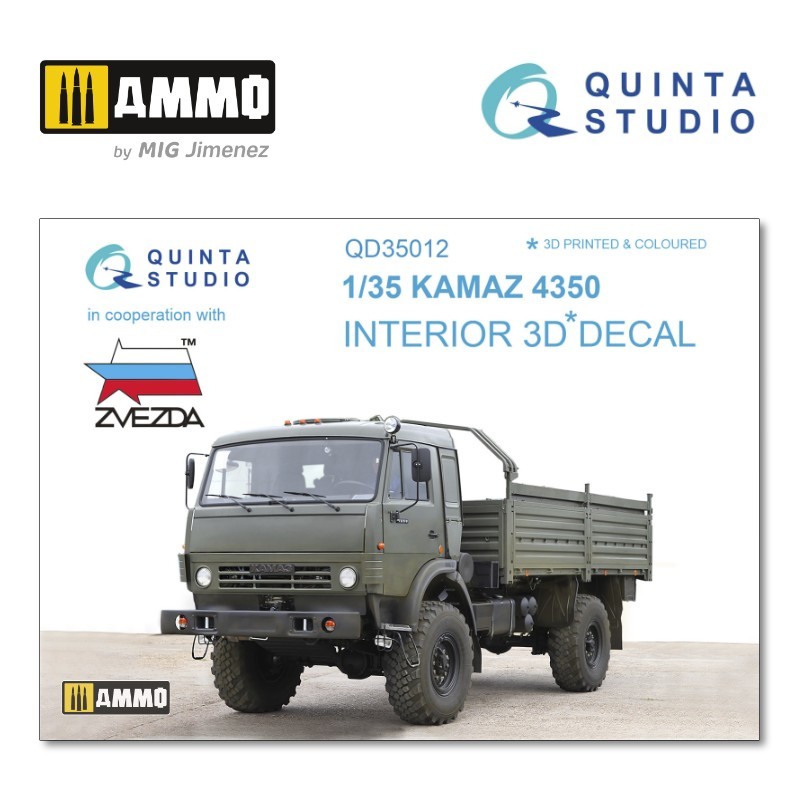 1/35 KAMAZ 4350 Mustang Family 3D-Printed & coloured Interior on decal paper (for Zvezda kit)