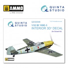 1/32 Bf 109E-3  3D-Printed & coloured Interior on decal paper (for Eduard kit)