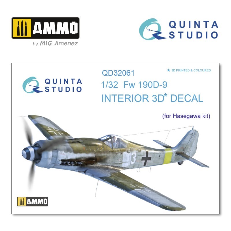 1/32 FW 190D-9  3D-Printed & coloured Interior on decal paper (for Hasegawa kit)