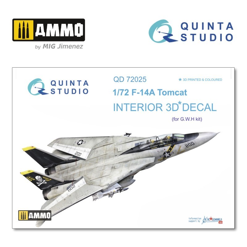 1/72 F-14A 3D-Printed & coloured Interior on decal paper (for GWH kit)