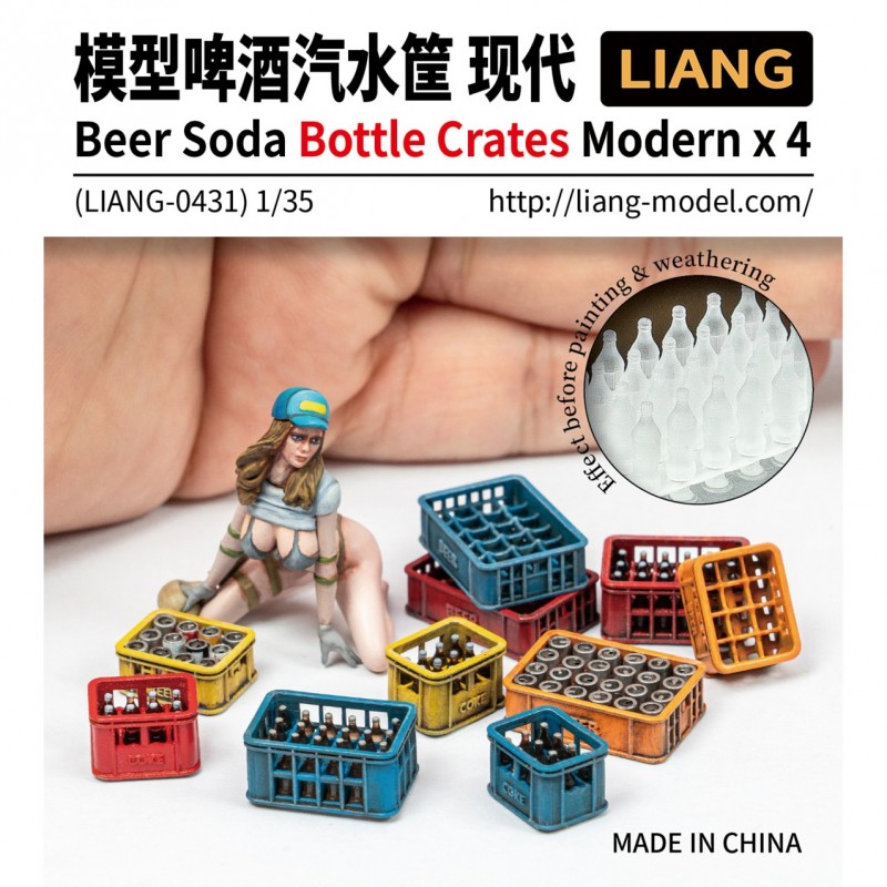 Beer Soda Bottle Crates Modern x 4 (Scale 1/35)