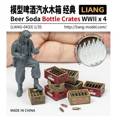 Beer Soda Bottle  Crates WWII x 4 (Scale 1/35)