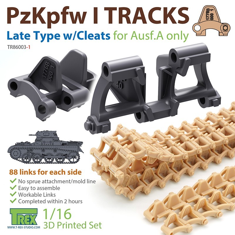 1/16 PzKpfw I Tracks Late Type w/Cleats for Ausf.A only