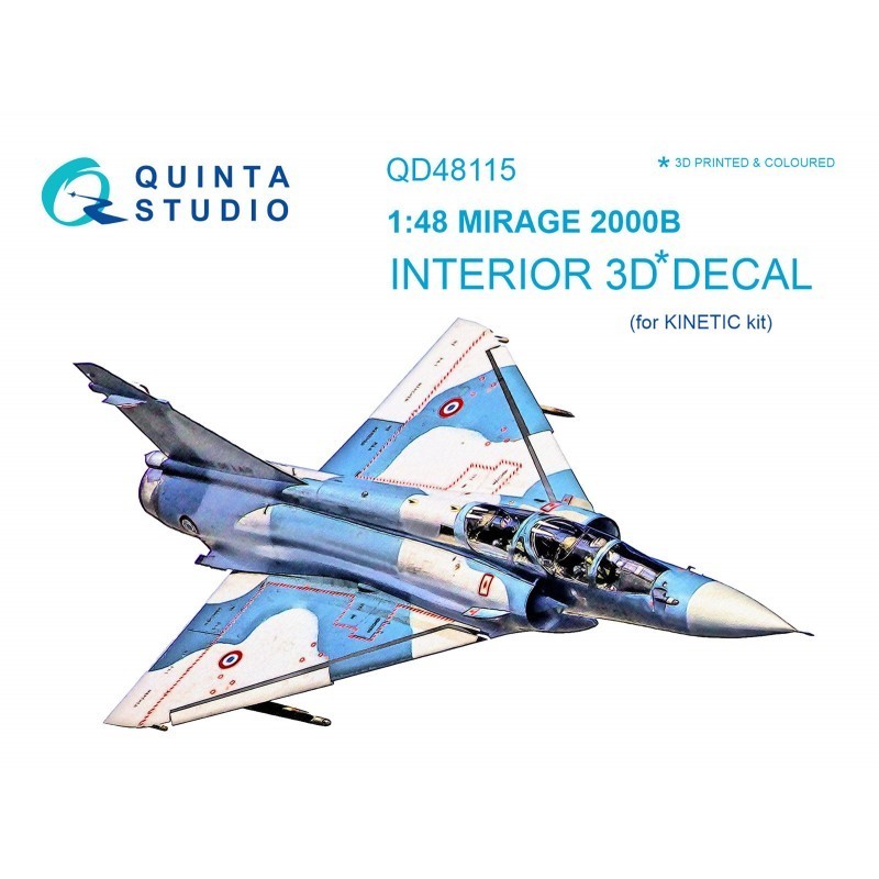 1/48 Mirage 2000B 3D-Printed & coloured Interior on decal paper (for Kinetic kit)