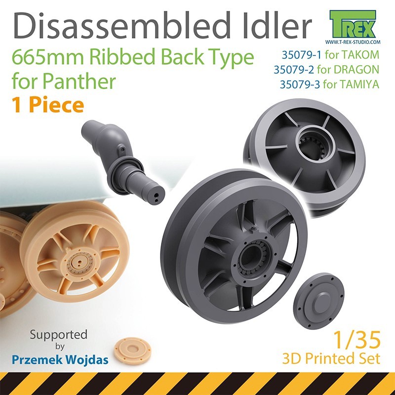 1/35 Disassembled Panther Idler 665mm Ribbed Back Type (1 piece) for TAKOM