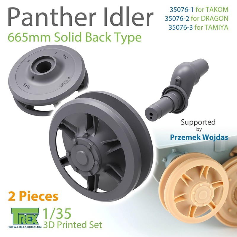 1/35 Panther Idler 665mm Solid Back Type (2 pieces) for TAKOM
