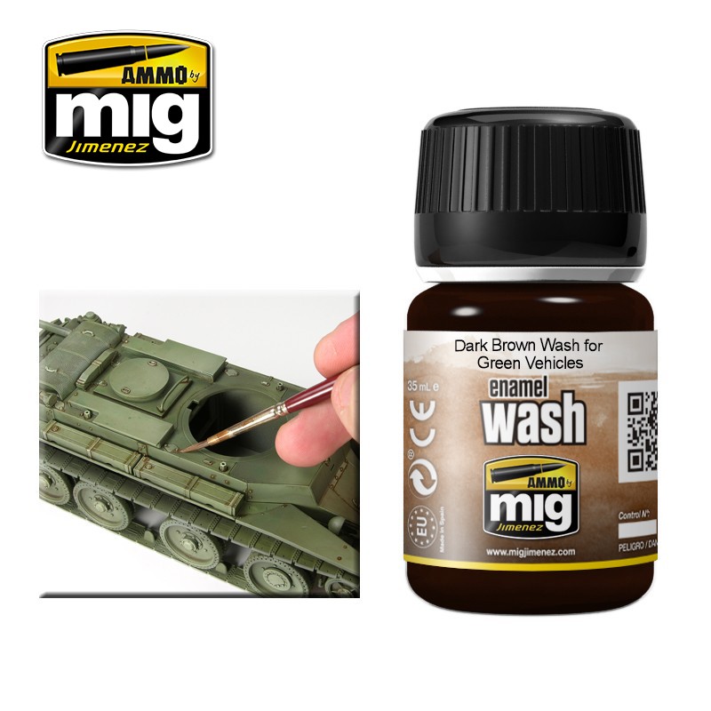 Ammo by Mig Dark Brown Wash for Green Vehicles # MIG-1005 