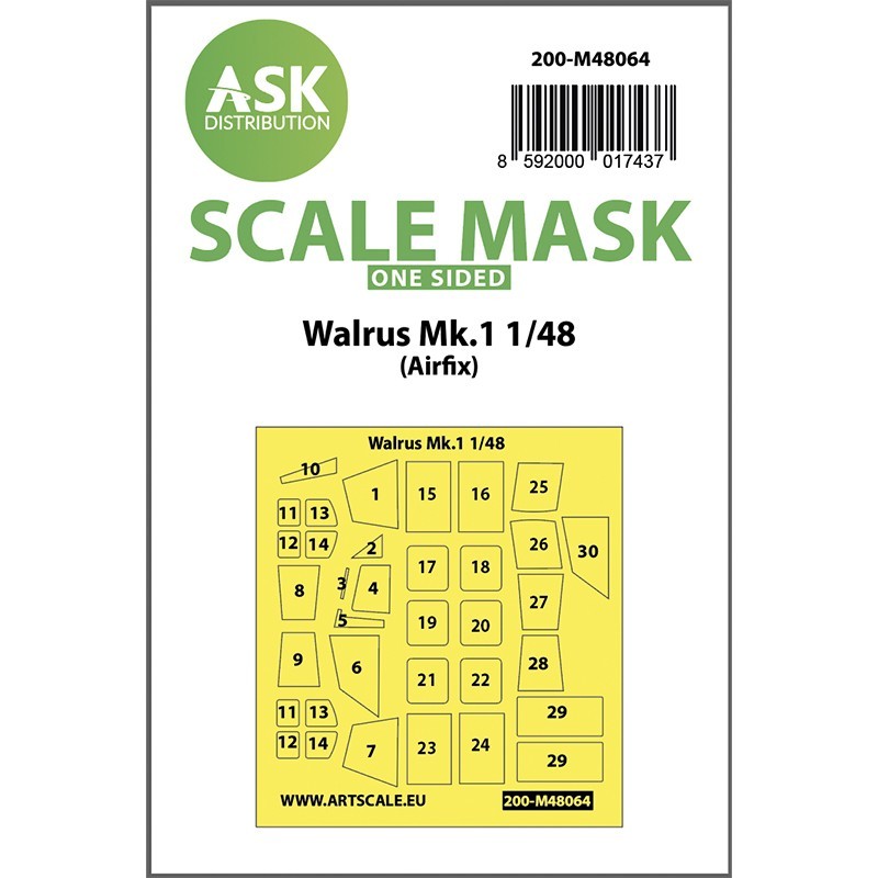 1/48 Walrus Mk.1 one-sided mask for Airfix