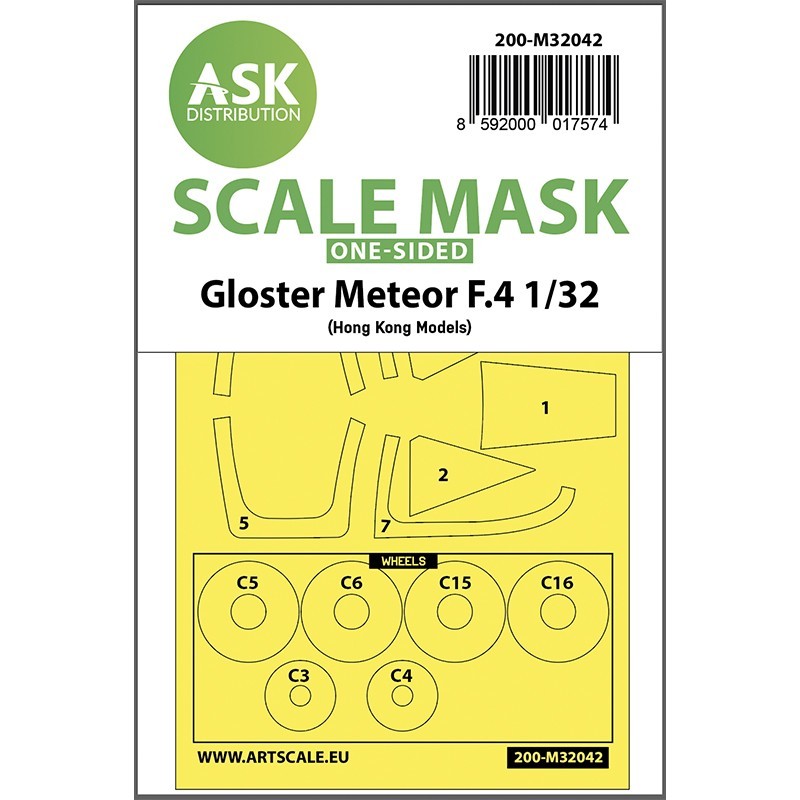 1/32 Gloster Meteor F.4  one-sided mask for HK Models