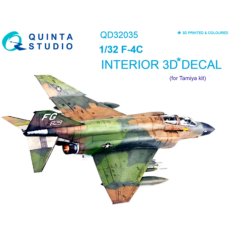1/32 F-4C 3D-Printed & coloured Interior on decal paper (for Tamiya kit)
