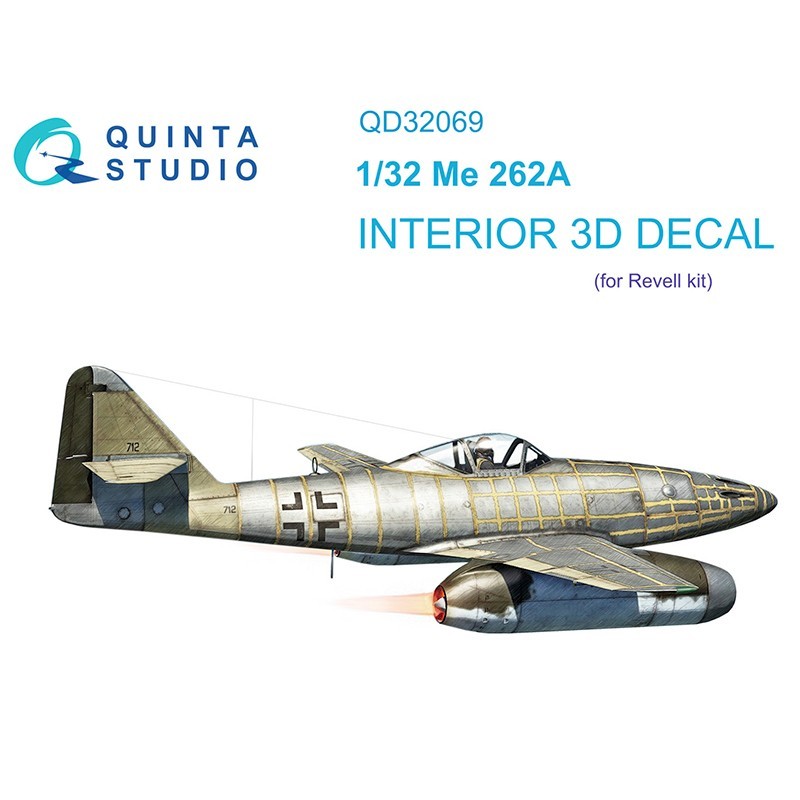 1/48 Me 262A 3D-Printed & coloured Interior on decal paper (Revell)