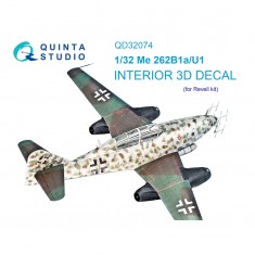 1/32 Me 262B1a/U-1 3D-Printed & coloured Interior on decal paper (Revell)
