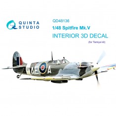 1/48 Spitfire Mk.V 3D-Printed & coloured Interior on decal paper (Tamiya)