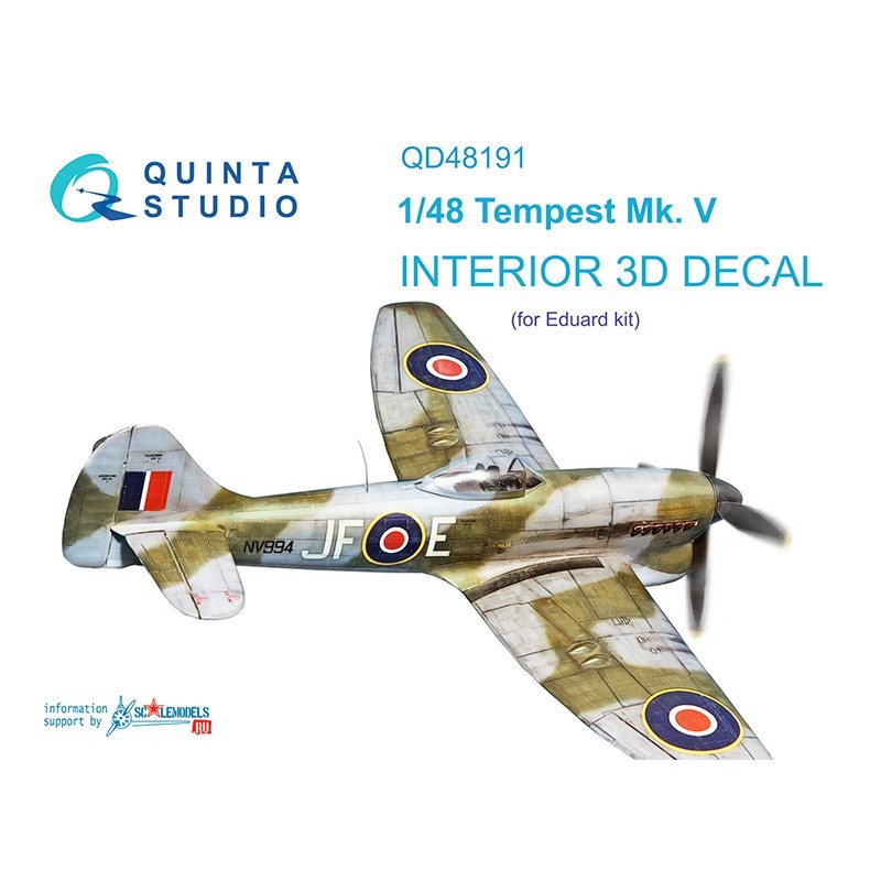 1/48 Tempest Mk.V 3D-Printed & coloured Interior on decal paper (Eduard)