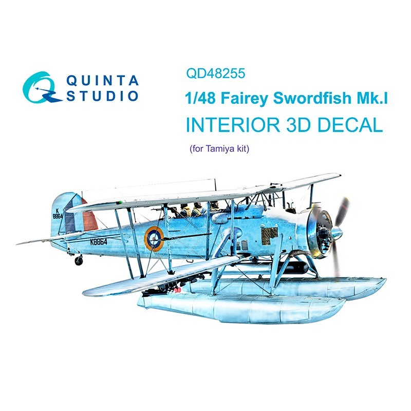 1/48 Swordfish Mk.I 3D-Printed & coloured Interior on decal paper (Tamiya)