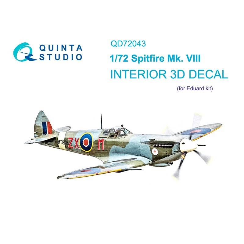 1/72 Spitfire Mk.VIII 3D-Printed & coloured Interior on decal paper (Eduard)