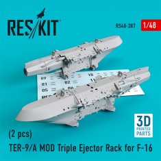 1/48 TER-9/A MOD Triple Ejector Rack for F-16 (2 pcs) (3D Printing)