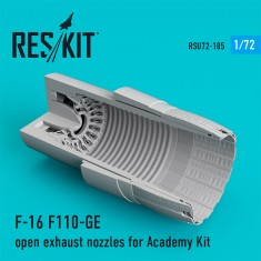 1/72 F-16 F110-GE open exhaust nozzles for Academy Kit