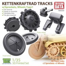 1/35 Kettenkaraftrad Tracks w/Sprockets, Wheels Type 1 for Tamiya 35377