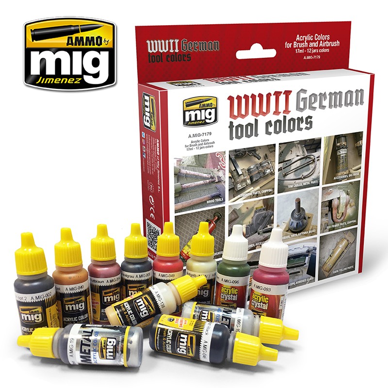 Ammo de Mig-WWII German tool Couleurs Peinture Acrylique Set # MIG-7179 