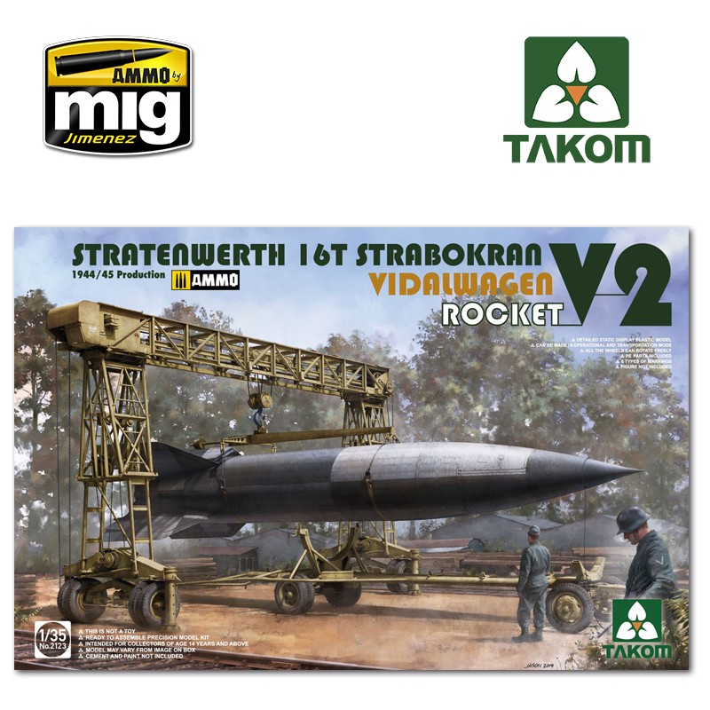 Takom 2123 Stratenwerth 16t Strabokran Crane V2 Rocket Dolly Model Kit 1/35 for sale online 