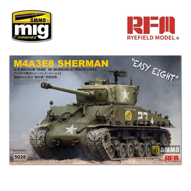 1/35 SHERMAN M4A3E8  W/ WORKABLE TRACK LINKS