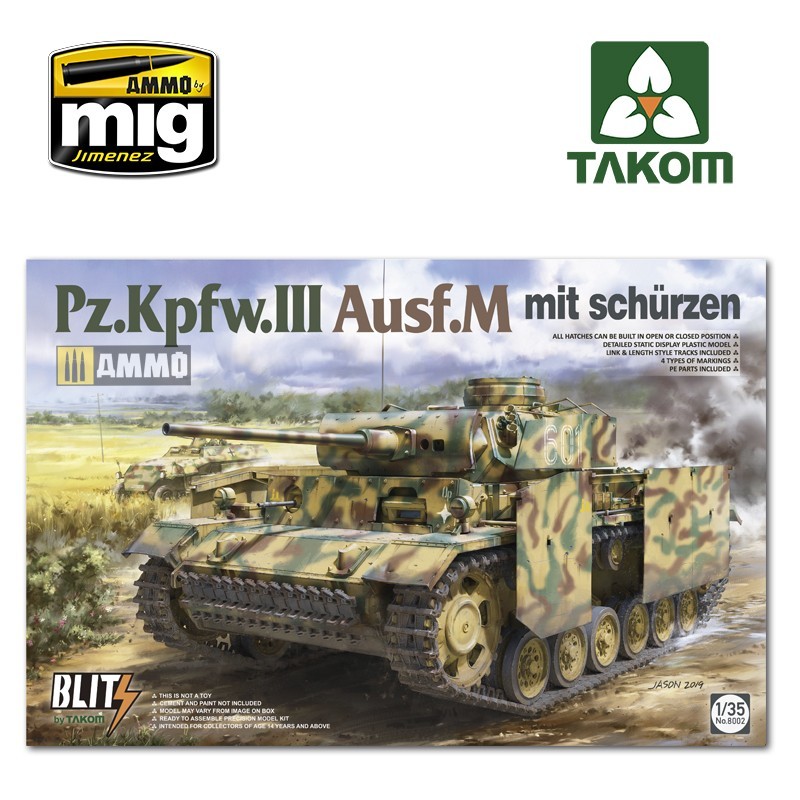 Takom 8002 Pz.kpfw.iii Ausf M Mit Schurzen Scale 1/35 for sale online